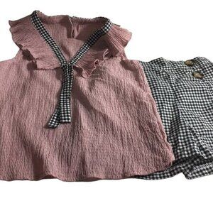 Girls Shorts Set Pink & Black Homemade SZ 5